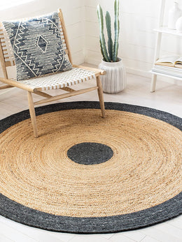 Round Jute Rug, Handwoven Jute Rug, Hemp Braided Jute carpet | Jaipur Handloom