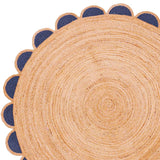 Round Jute Rug for Living Room 10'x10' Round Scalloped Rug for Dining Room 8'x8'