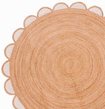 Round Scalloped Rug Braided Round Jute Rug for Living Room Round Doormat