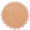 Round Scalloped Rug Braided Round Jute Rug for Living Room Round Doormat