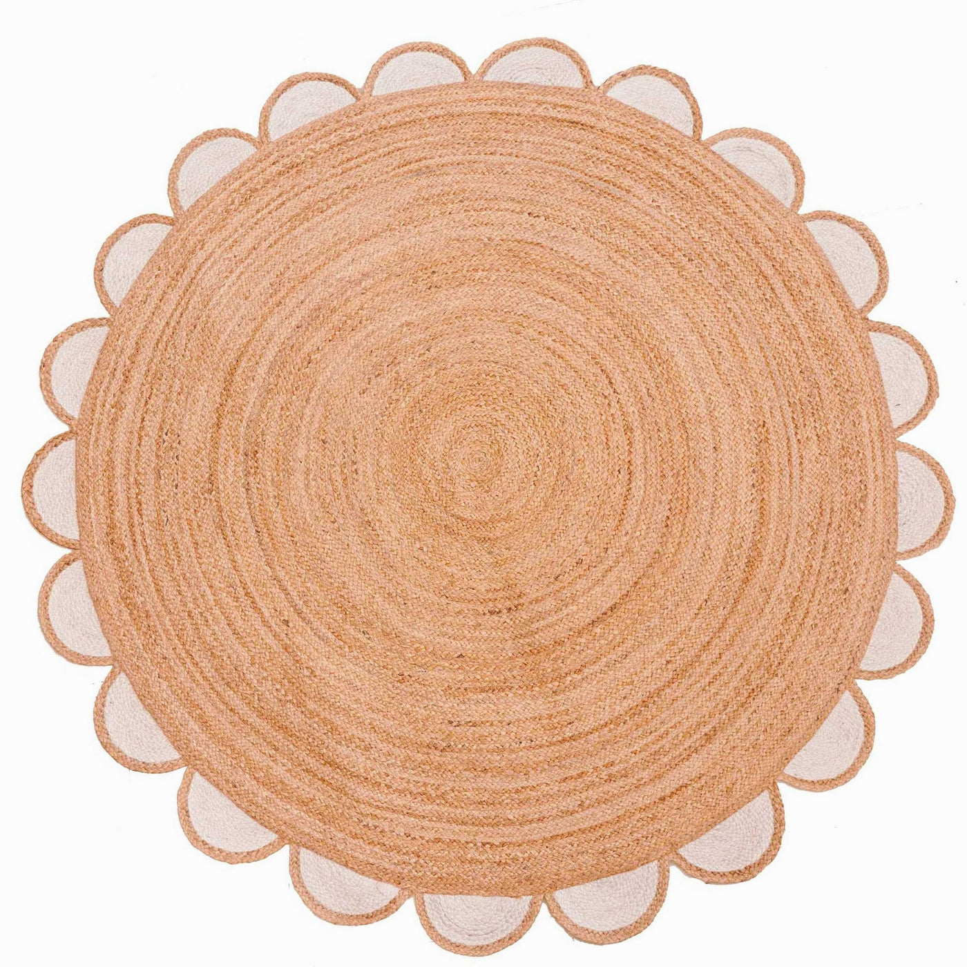 Round Scalloped Rug Braided Round Jute Rug for Living Room Round Doormat