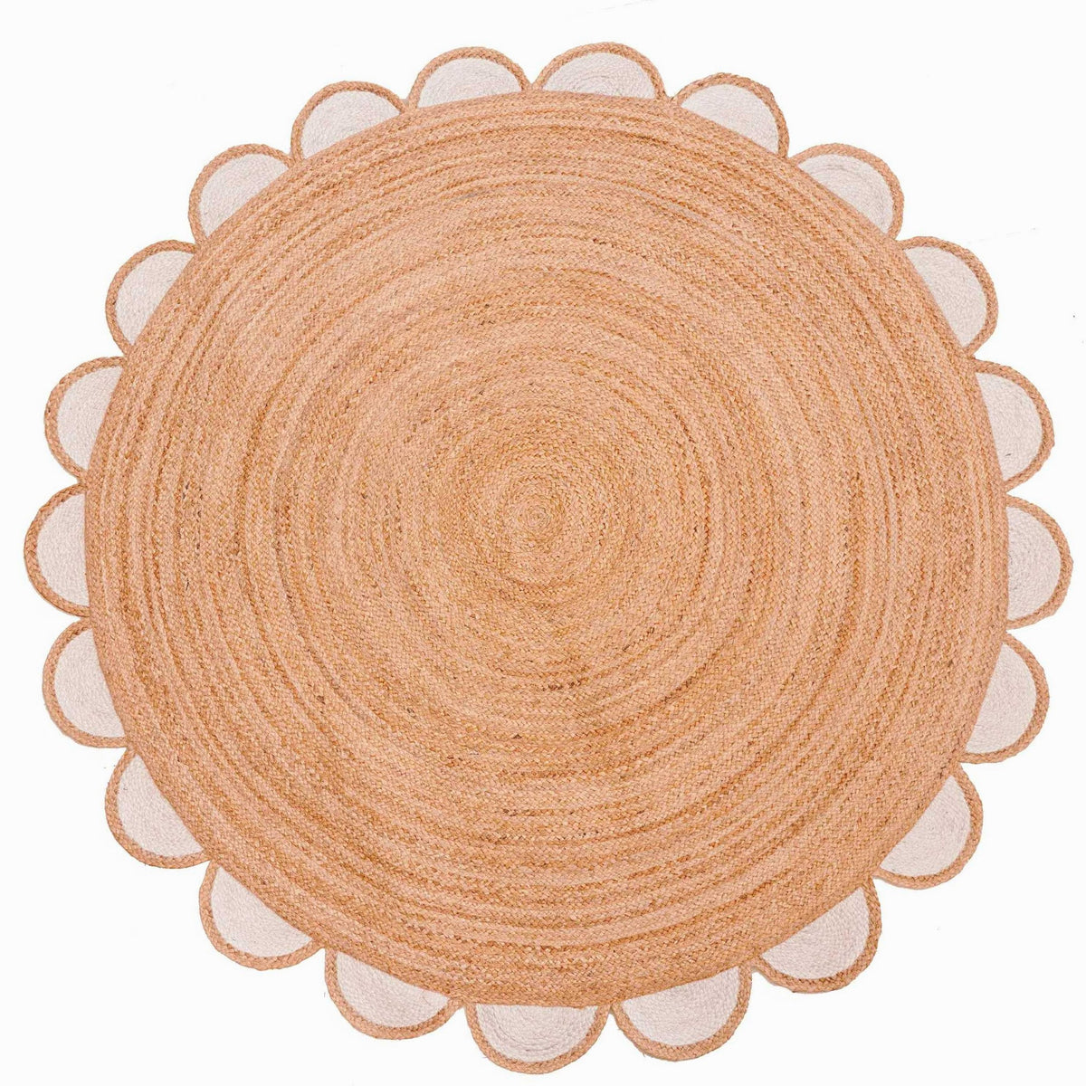 Round Scalloped Rug Braided Round Jute Rug for Living Room Round Doormat