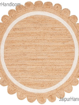 Round Scalloped Rug Jute Round Rug 180 cm Round Jute Doormats