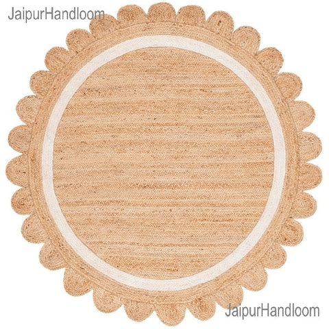 Round Scalloped Rug Jute Round Rug 180 cm Round Jute Doormats