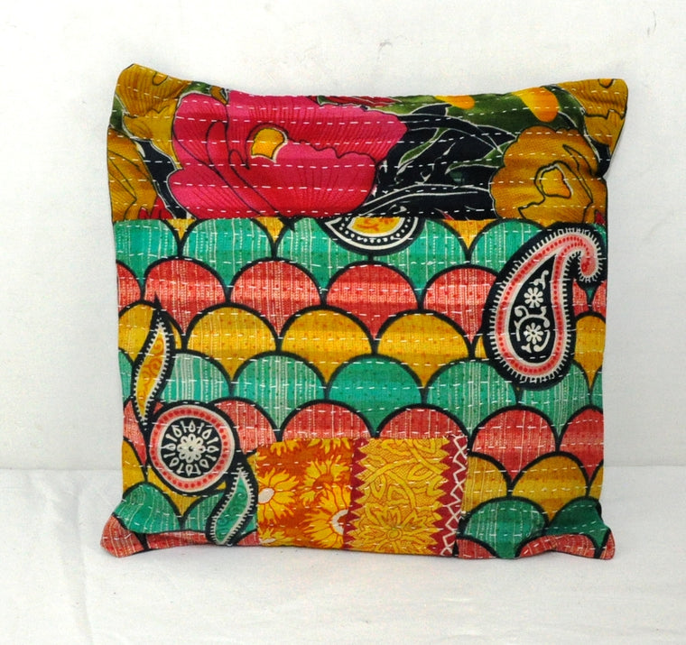colorful kantha pillow cases boho decorative throw pillows for sofa