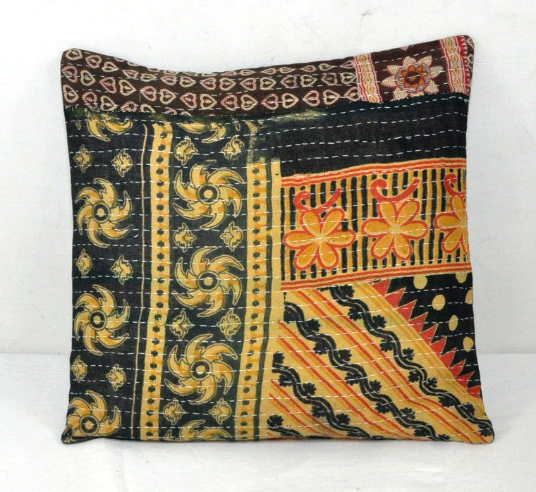 16" Tropicana sofa cushions and pillows indian kantha throw pillow covers