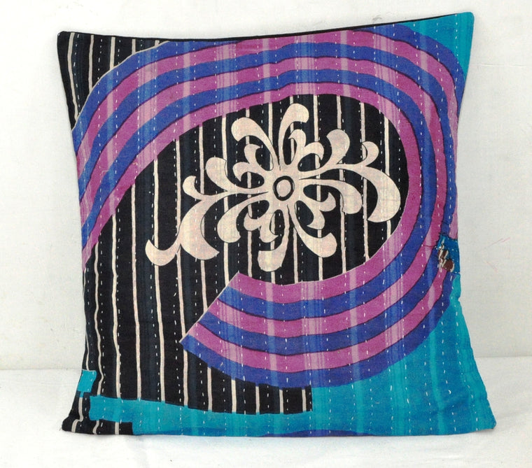 16X16 handmade sofa cushion covers vintage kantha throw pillow covers