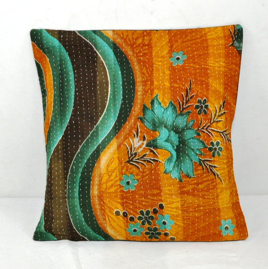 bohemian floral throw pillows indian kantha cushion covers for couch 