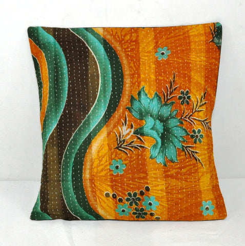 bohemian floral throw pillows indian kantha cushion covers for couch 