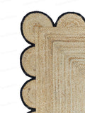 Scalloped Border Jute Carpet 15'x17' for Living Area Jute Scalloped Runner 4'x20'