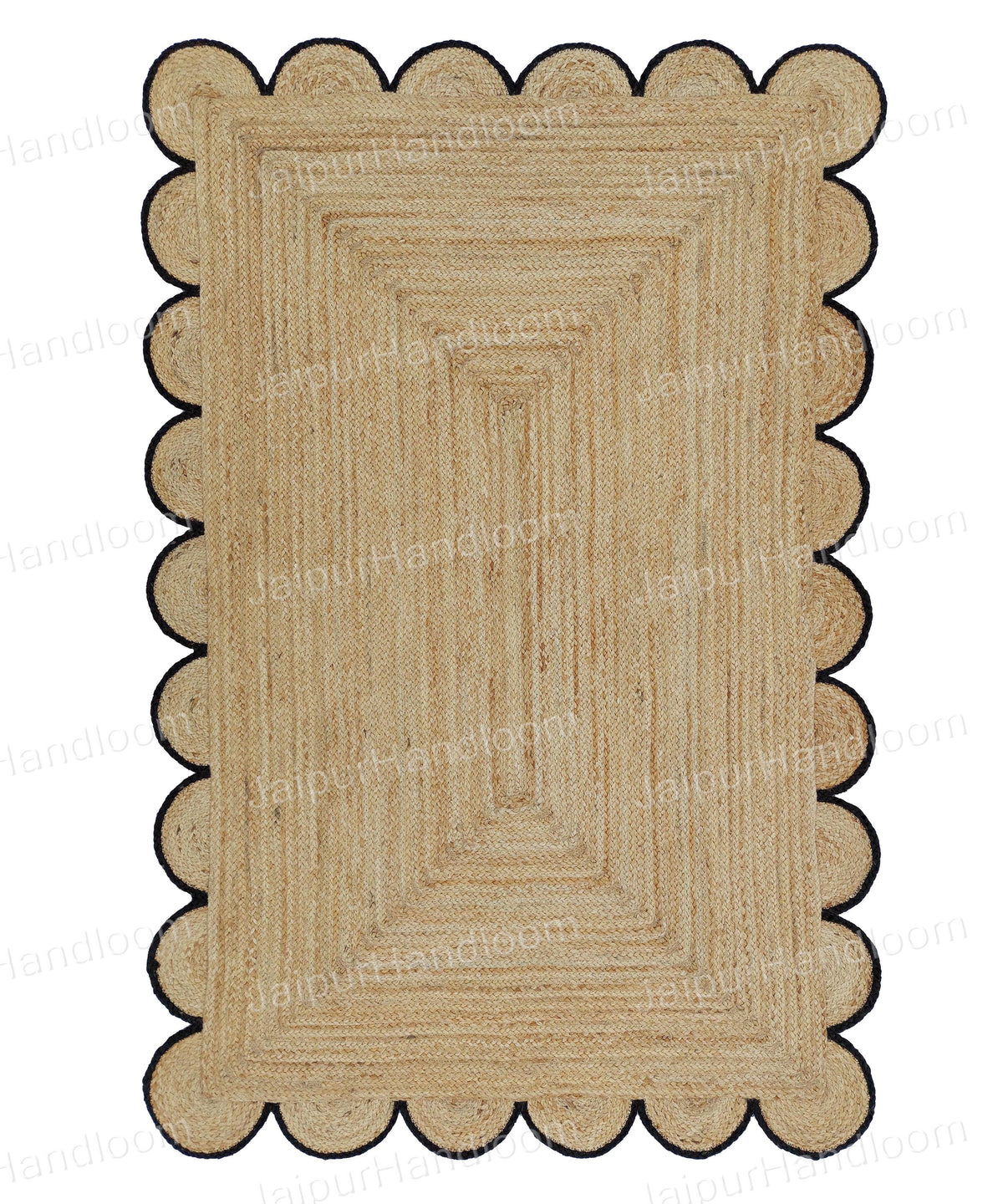Scalloped Border Jute Carpet 15'x17' for Living Area Jute Scalloped Runner 4'x20'