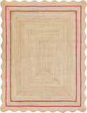 Scalloped Edge Jute Rug 4'x5' Wavy Scalloped Rug for Living Room 7'x9'