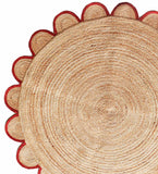 Scalloped Edge Round Rug 5'x5' for Living Room Hemp Jute Round Carpet 7'x7'