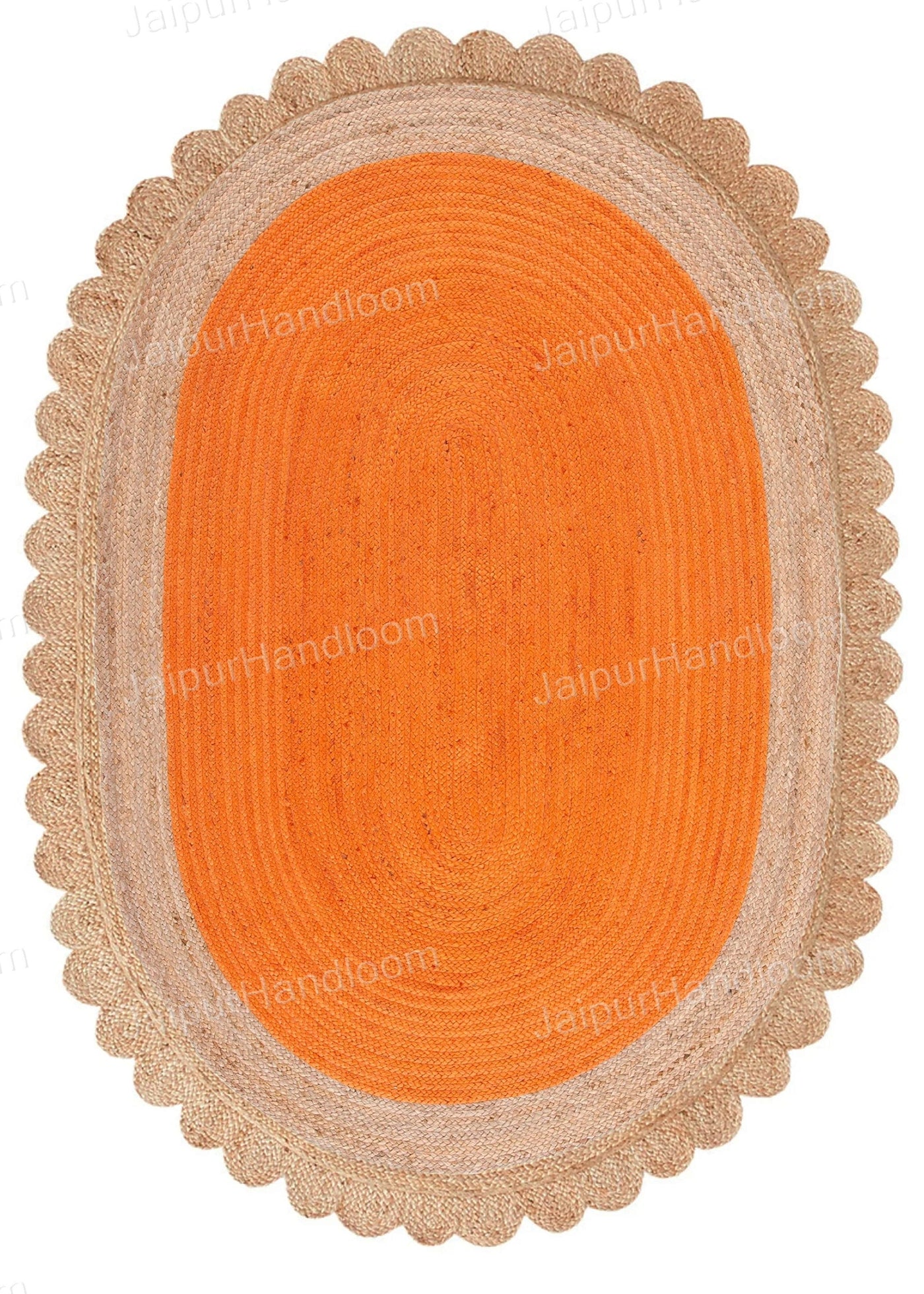 Scalloped Jute Rug 9'x12' Seagrass Oval Rug Oval Scalloped Doormat 2'x3'