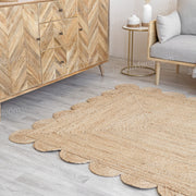 Scalloped Jute Rug Natural Fiber Carpet Custom Size Rugs Hemp Rug Runner
