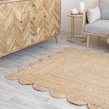 Scalloped Jute Rug Natural Fiber Carpet Custom Size Rugs Hemp Rug Runner