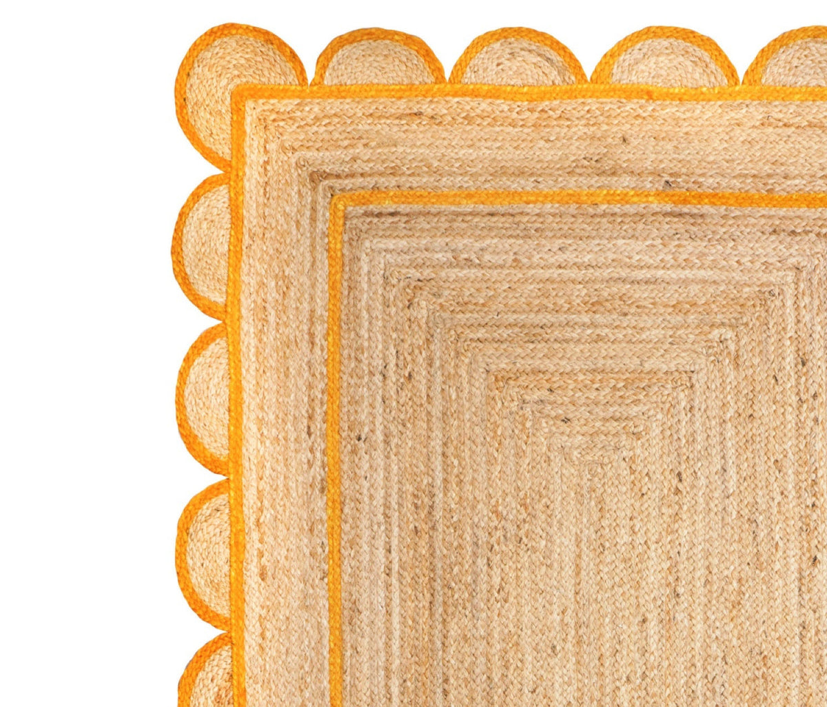 Scalloped Jute Rug for Patio Porch 3'x5' Braided Jute Runner for Hallway/Entryway