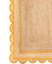 Scalloped Jute Rug for Patio Porch 3'x5' Braided Jute Runner for Hallway/Entryway