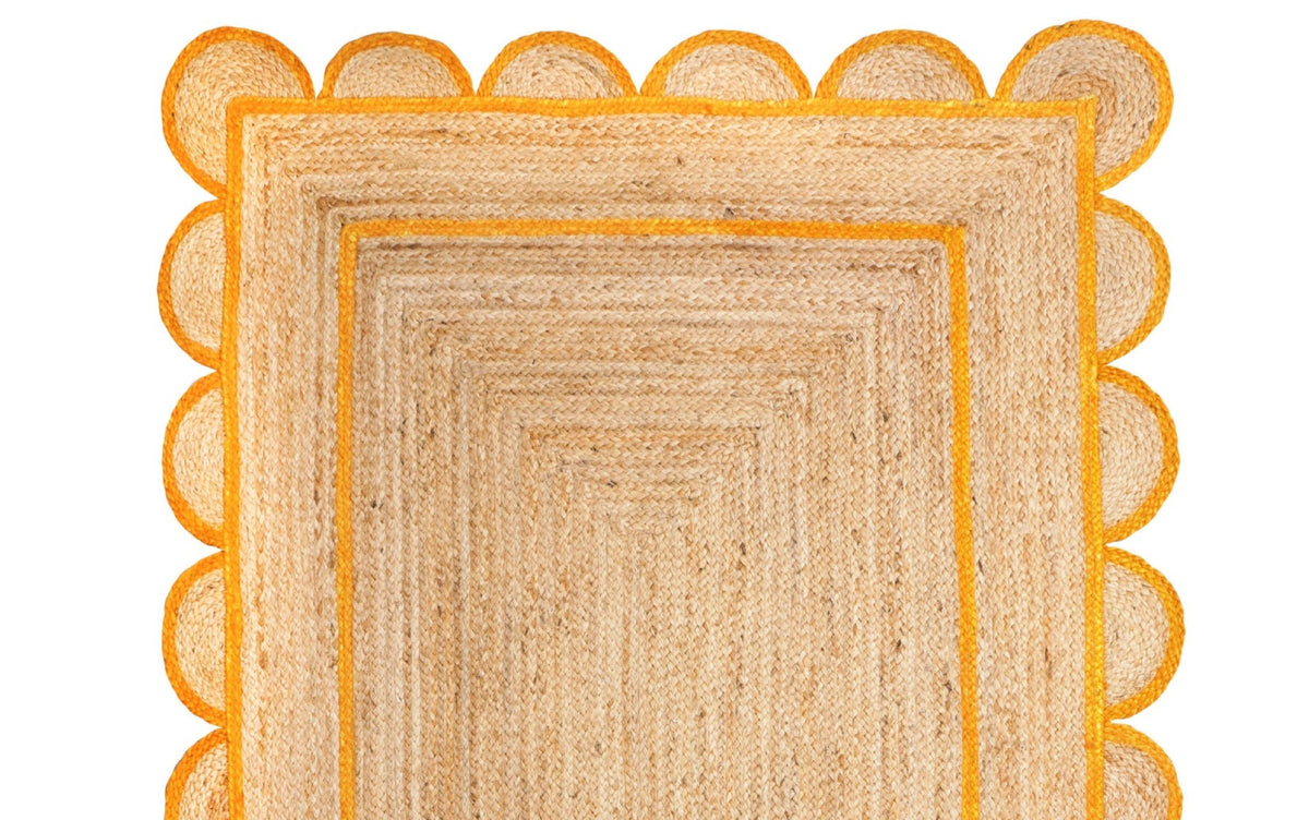 Scalloped Jute Rug for Patio Porch 3'x5' Braided Jute Runner for Hallway/Entryway