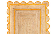 Scalloped Jute Rug for Patio Porch 3'x5' Braided Jute Runner for Hallway/Entryway