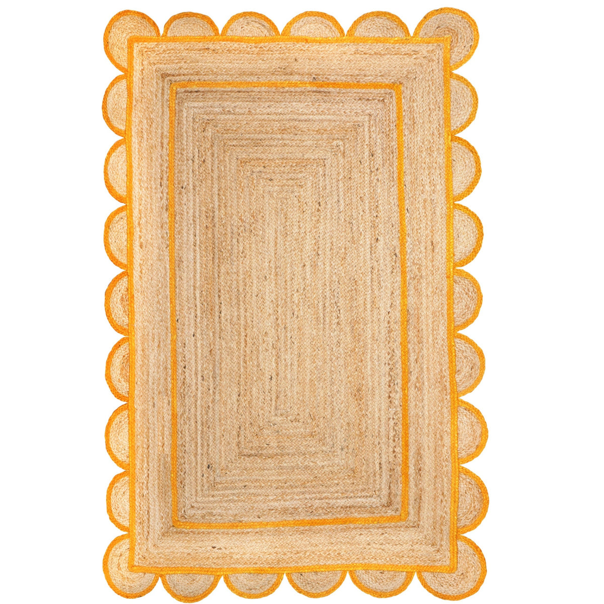 Scalloped Jute Rug for Patio Porch 3'x5' Braided Jute Runner for Hallway/Entryway