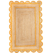 Scalloped Jute Rug for Patio Porch 3'x5' Braided Jute Runner for Hallway/Entryway