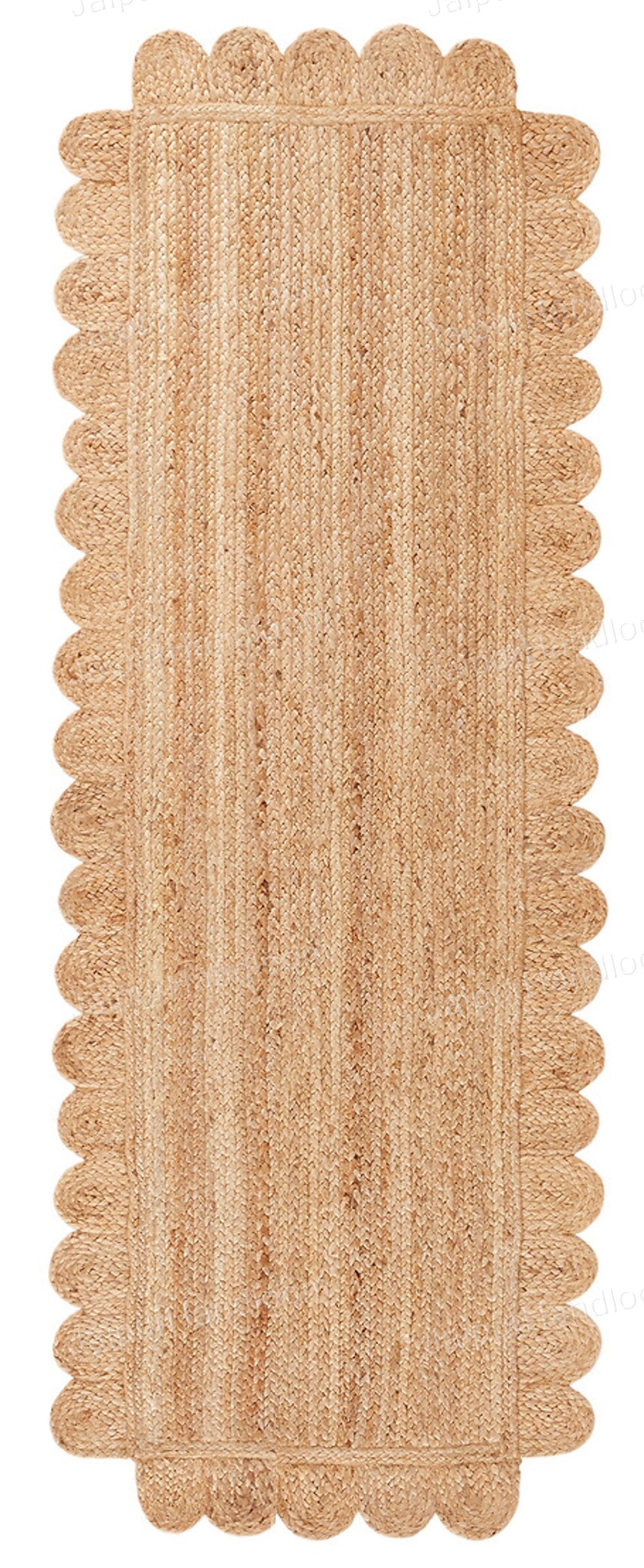 Scalloped Jute Runner Sisal Seagrass Rug Bedside Runner Rug for Entryway