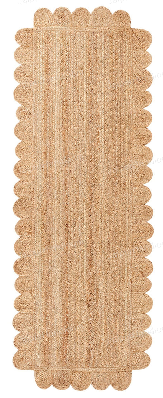Scalloped Jute Runner Sisal Seagrass Rug Bedside Runner Rug for Entryway