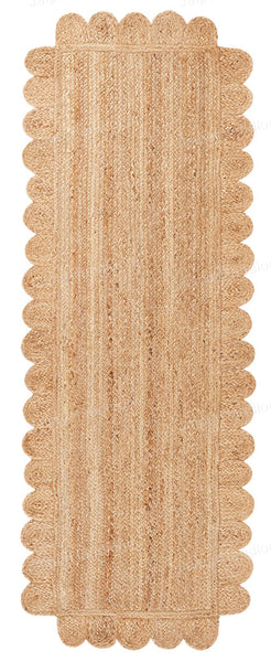 Scalloped Jute Runner Sisal Seagrass Rug Bedside Runner Rug for Entryway