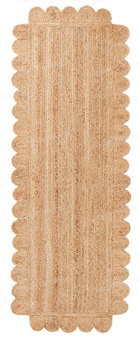 Scalloped Jute Runner Sisal Seagrass Rug Bedside Runner Rug for Entryway