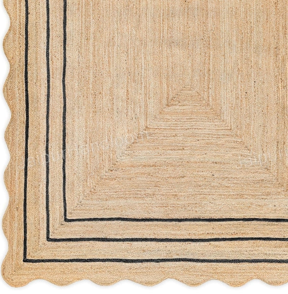 Scalloped Jute Runner Wavy Edge Scalloped Carpet Patio Rug Bedside Rug