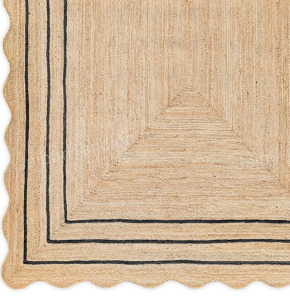 Scalloped Jute Runner Wavy Edge Scalloped Carpet Patio Rug Bedside Rug
