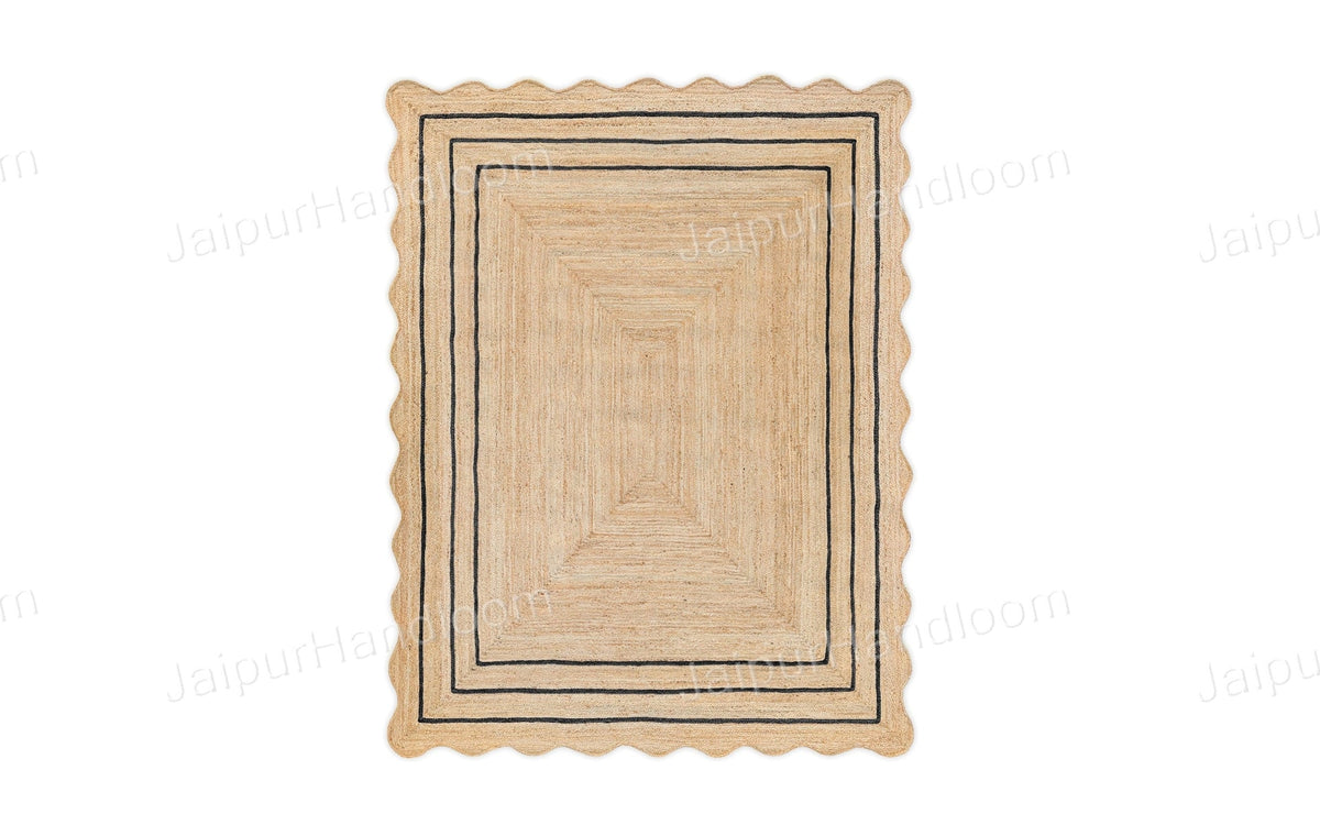 Scalloped Jute Runner Wavy Edge Scalloped Carpet Patio Rug Bedside Rug