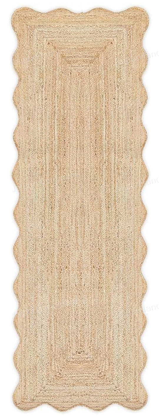 Scalloped Jute Runner Wavy Scalloped Runner Hallway Runner Entryway Rug