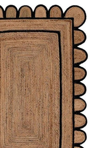 Scalloped Jute Runner for Kitchen 2.6'x8' Scalloped Jute Rugs for Hallway 3'x20'