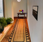 Scalloped Jute Runner for Kitchen 2.6'x8' Scalloped Jute Rugs for Hallway 3'x20'