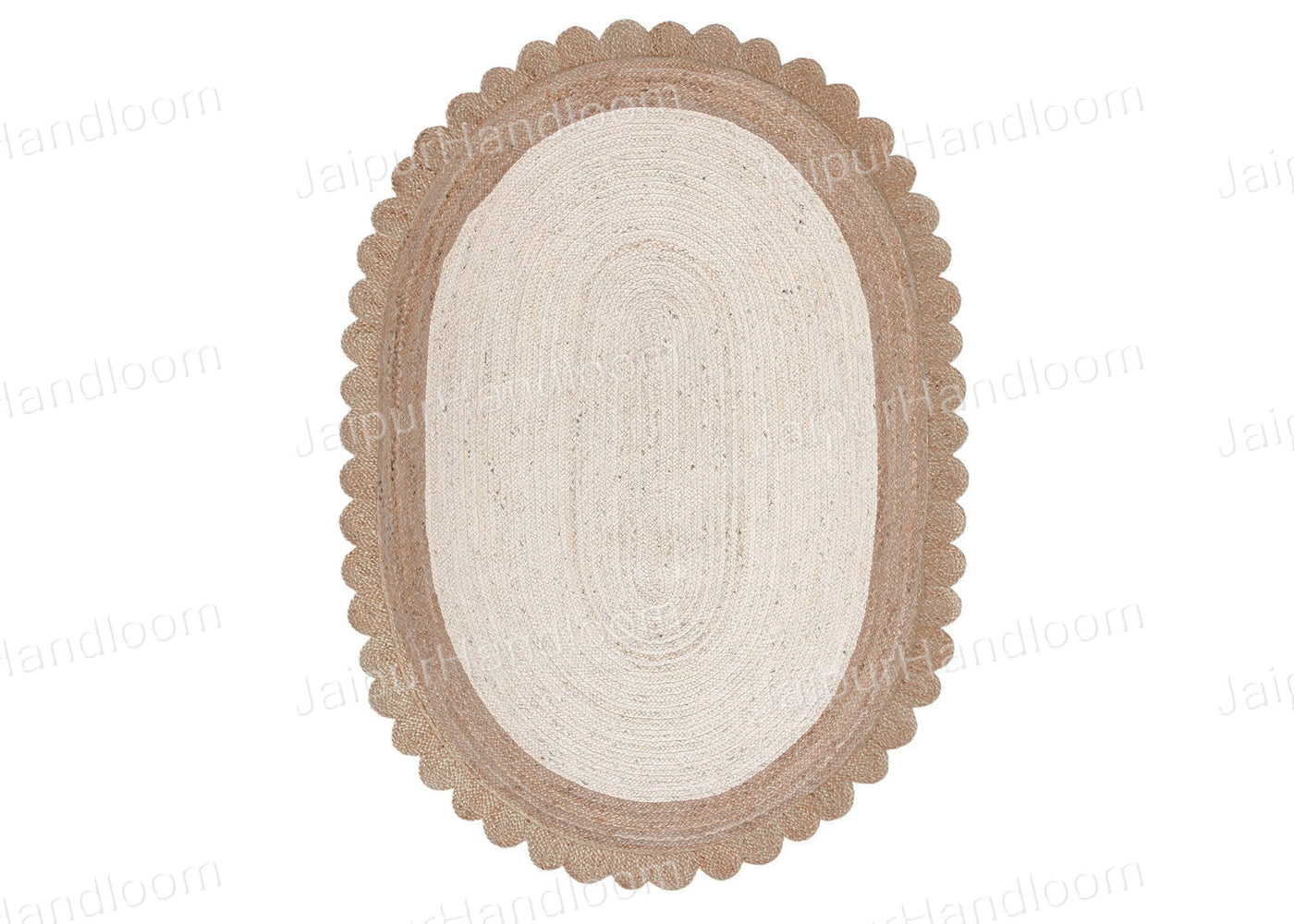 Scalloped Oval Jute Rug for Living Room Braided Oval Area Rug Carpet