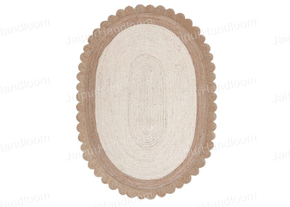 Scalloped Oval Jute Rug for Living Room Braided Oval Area Rug Carpet