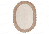 Scalloped Oval Jute Rug for Living Room Braided Oval Area Rug Carpet