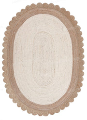 Scalloped Oval Jute Rug for Living Room Braided Oval Area Rug Carpet