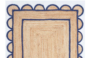 Scalloped Pattern Jute Rug 12'x16' Hemp Jute Rug for Hallway Scalloped Doormat