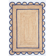 Scalloped Pattern Jute Rug 12'x16' Hemp Jute Rug for Hallway Scalloped Doormat