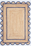 Scalloped Pattern Jute Rug 12'x16' Hemp Jute Rug for Hallway Scalloped Doormat