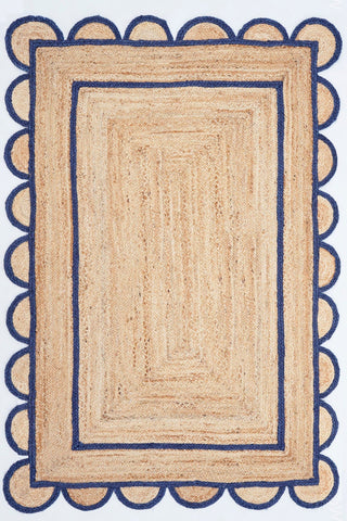 Scalloped Pattern Jute Rug 12'x16' Hemp Jute Rug for Hallway Scalloped Doormat