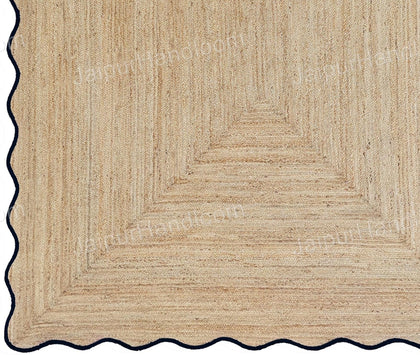 Scalloped Pattern Jute Rugs Wavy Edge Jute Runner Seagrass Carpet Rugs