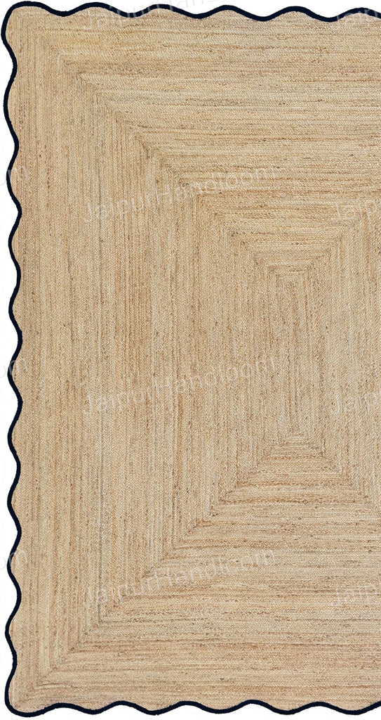 Scalloped Jute Rug - Wavy Edge Jute Rugs, Wavy Edge Jute Runner Seagra