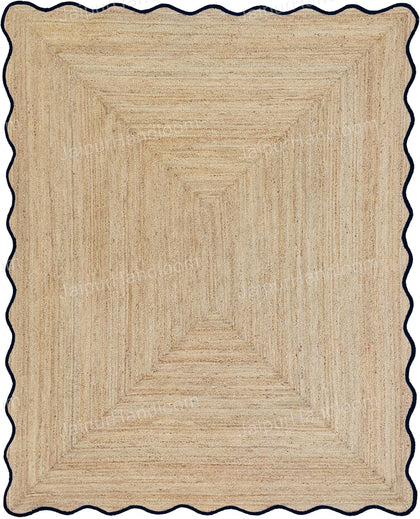 Scalloped Pattern Jute Rugs Wavy Edge Jute Runner Seagrass Carpet Rugs
