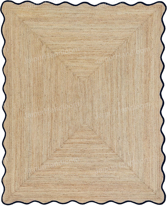 Scalloped Pattern Jute Rugs Wavy Edge Jute Runner Seagrass Carpet Rugs