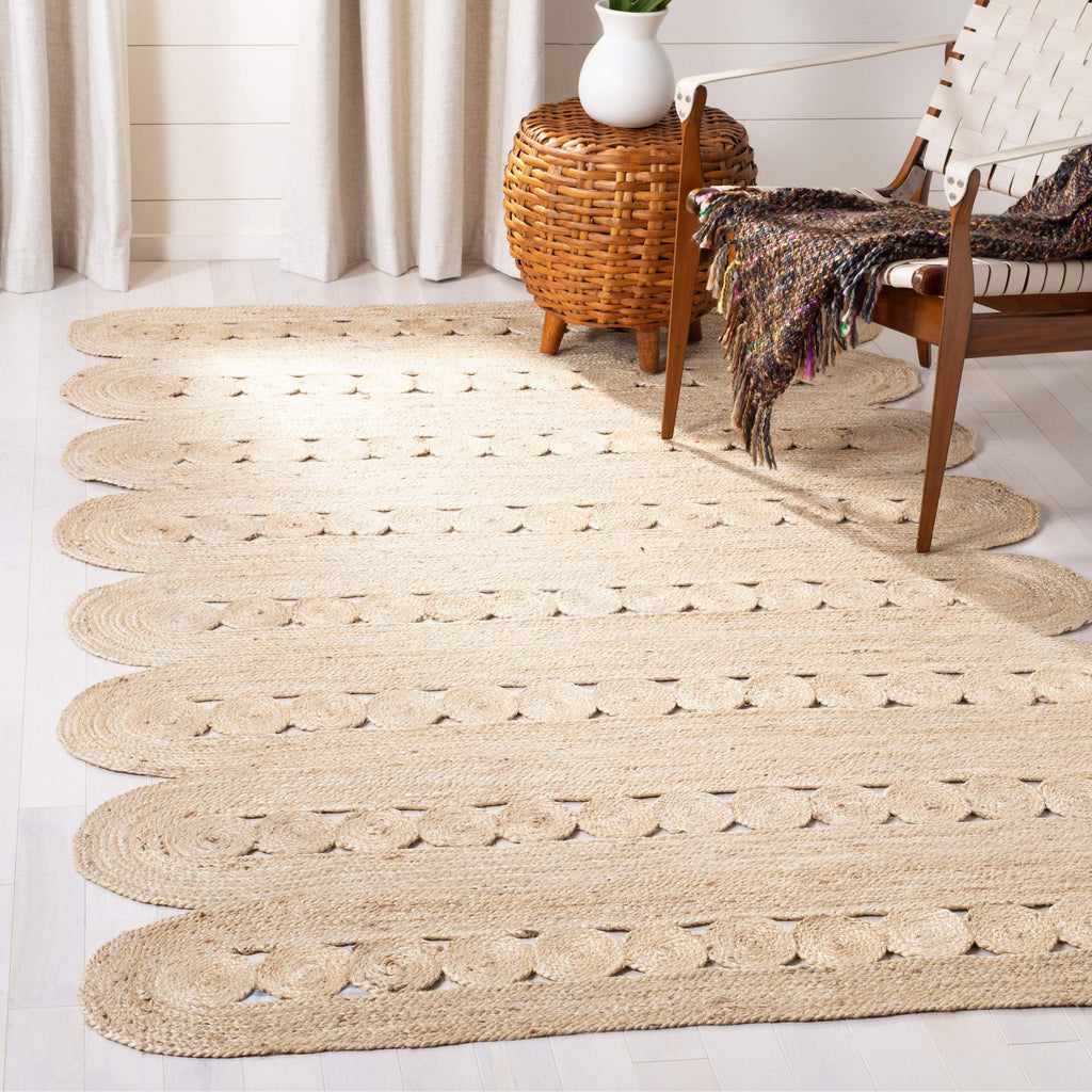Scalloped Pattern Rug Modern Sisal Rug Jute Area Rug Braided Jute Rug