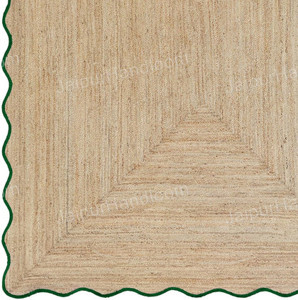 Scalloped Rug 6X8 Braided Jute Carpet Custom Size Rugs Wavy Edge Area Rugs